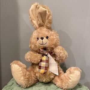 Adorable Plush Bunny with Plaid Bow